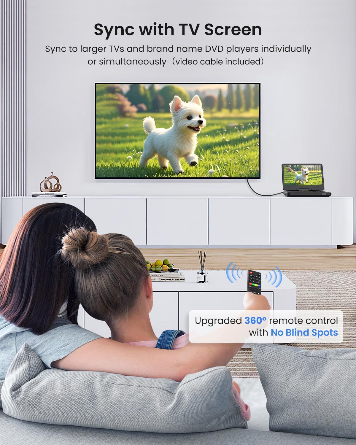 12.5" Portable DVD Player with Soundbar & 10.1" HD Screen for Kids & Adults, Car DVD Player with Headrest Mount, 360° RF Remote, Dual Earphone Jacks, 5H Battery, CD/DVD/SD/USB, Region Free thumbnail 6