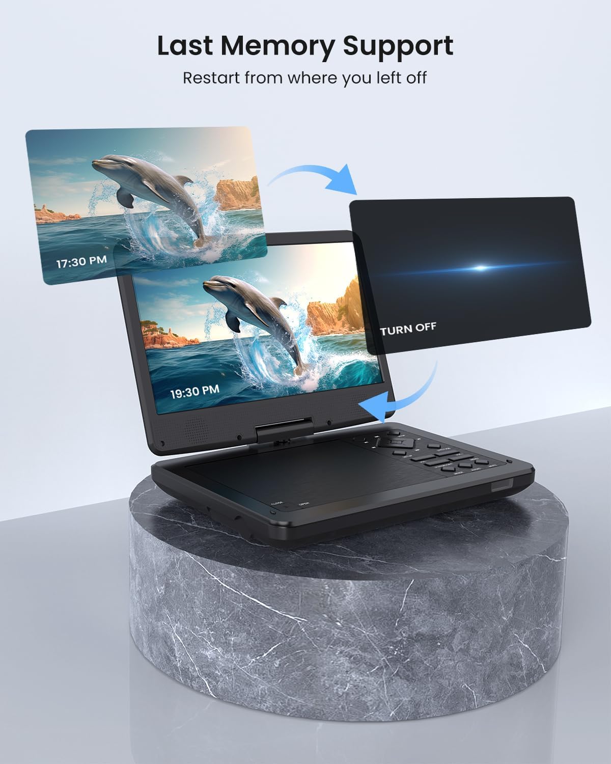 12.5" Portable DVD Player with10.1 HD IPS Screen for Kids,Car DVD Player with Headrest Mount, 360° RF Remote Control, 2 Earphone Jacks, 5h Battery, Support CD/DVD/SD Card/USB，Region Free [Black] thumbnail 6